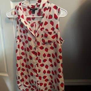 Strawberry Tanktop Button Down from Forever 21